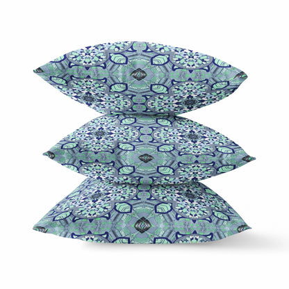 20" Blue Aqua Cloverleaf Boho Suede Throw Pillow FurniFindUSA