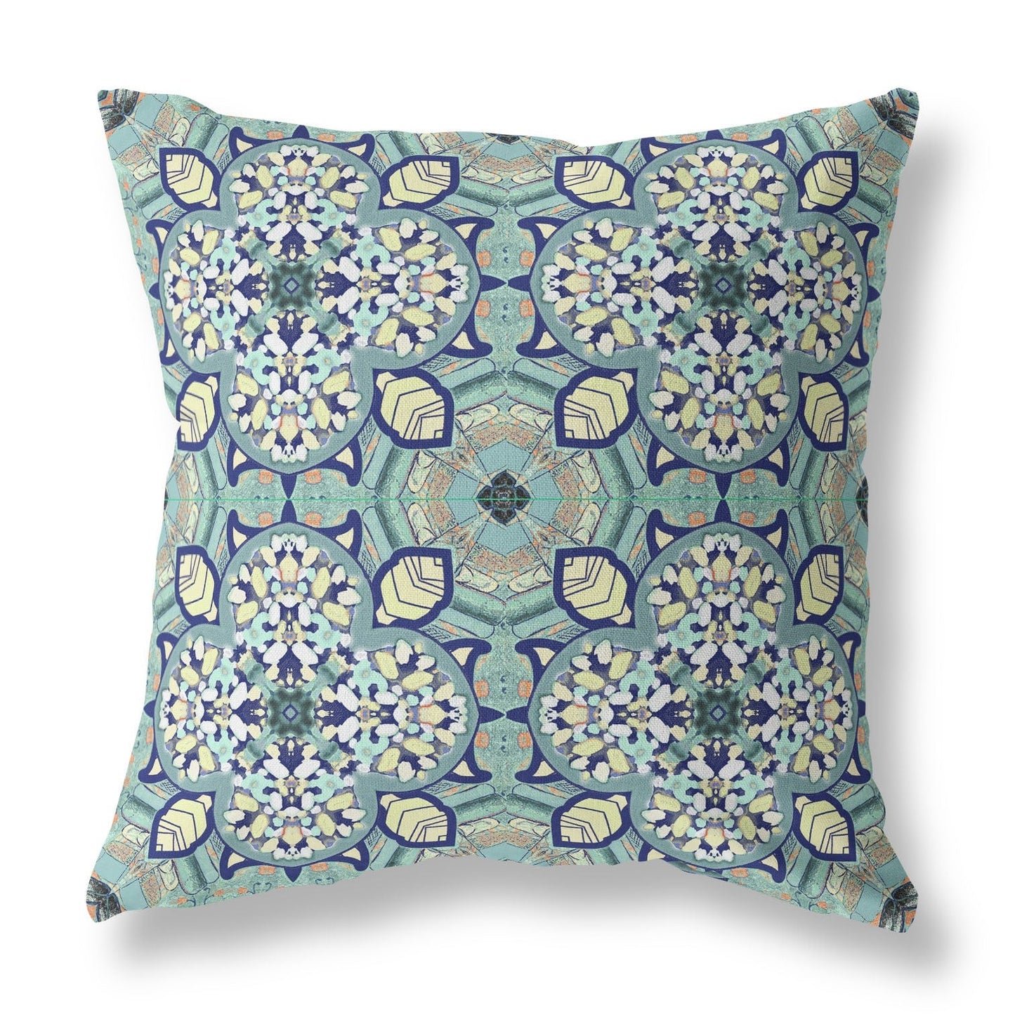 20" Green Cream Cloverleaf Boho Suede Throw Pillow FurniFindUSA
