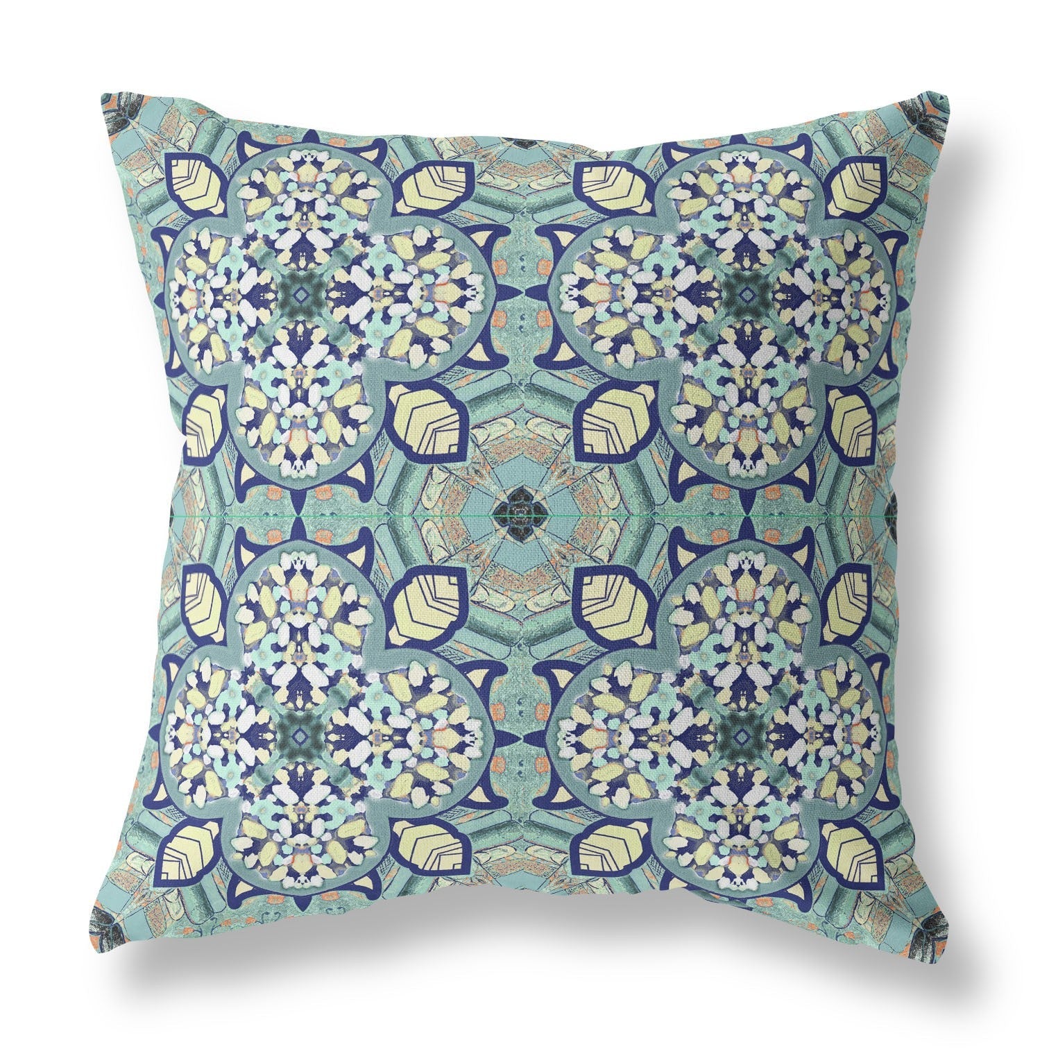 20" Green Cream Cloverleaf Boho Suede Throw Pillow FurniFindUSA