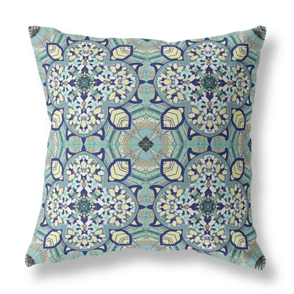 20" Green Cream Cloverleaf Boho Suede Throw Pillow FurniFindUSA