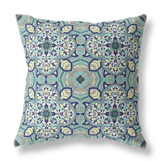 20" Green Cream Cloverleaf Boho Suede Throw Pillow FurniFindUSA