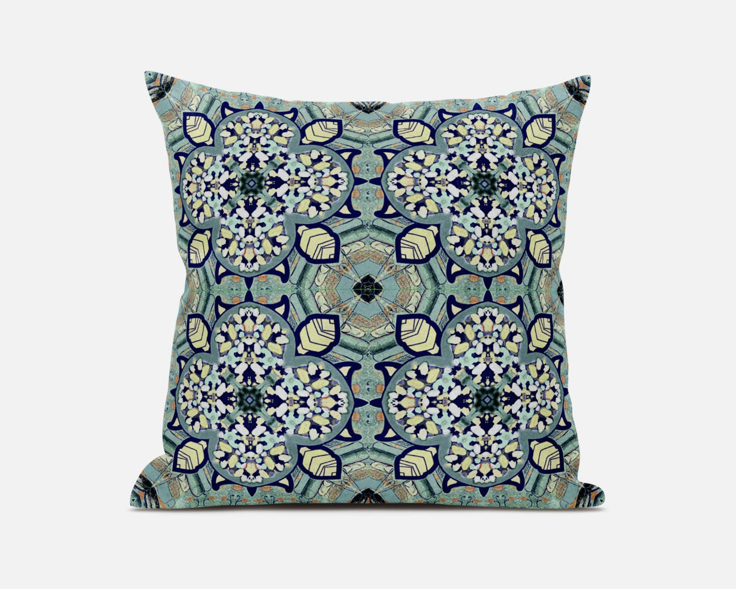20" Green Cream Cloverleaf Boho Suede Throw Pillow FurniFindUSA