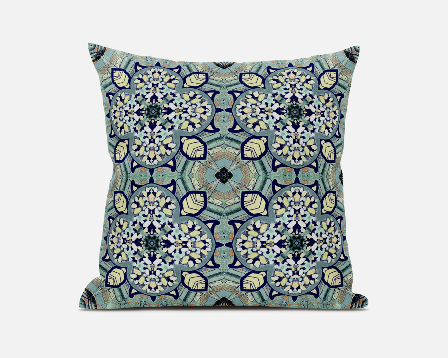 20" Green Cream Cloverleaf Boho Suede Throw Pillow FurniFindUSA
