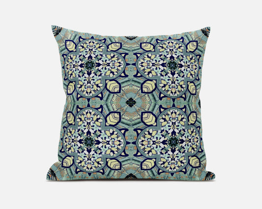 20" Green Cream Cloverleaf Boho Suede Throw Pillow FurniFindUSA