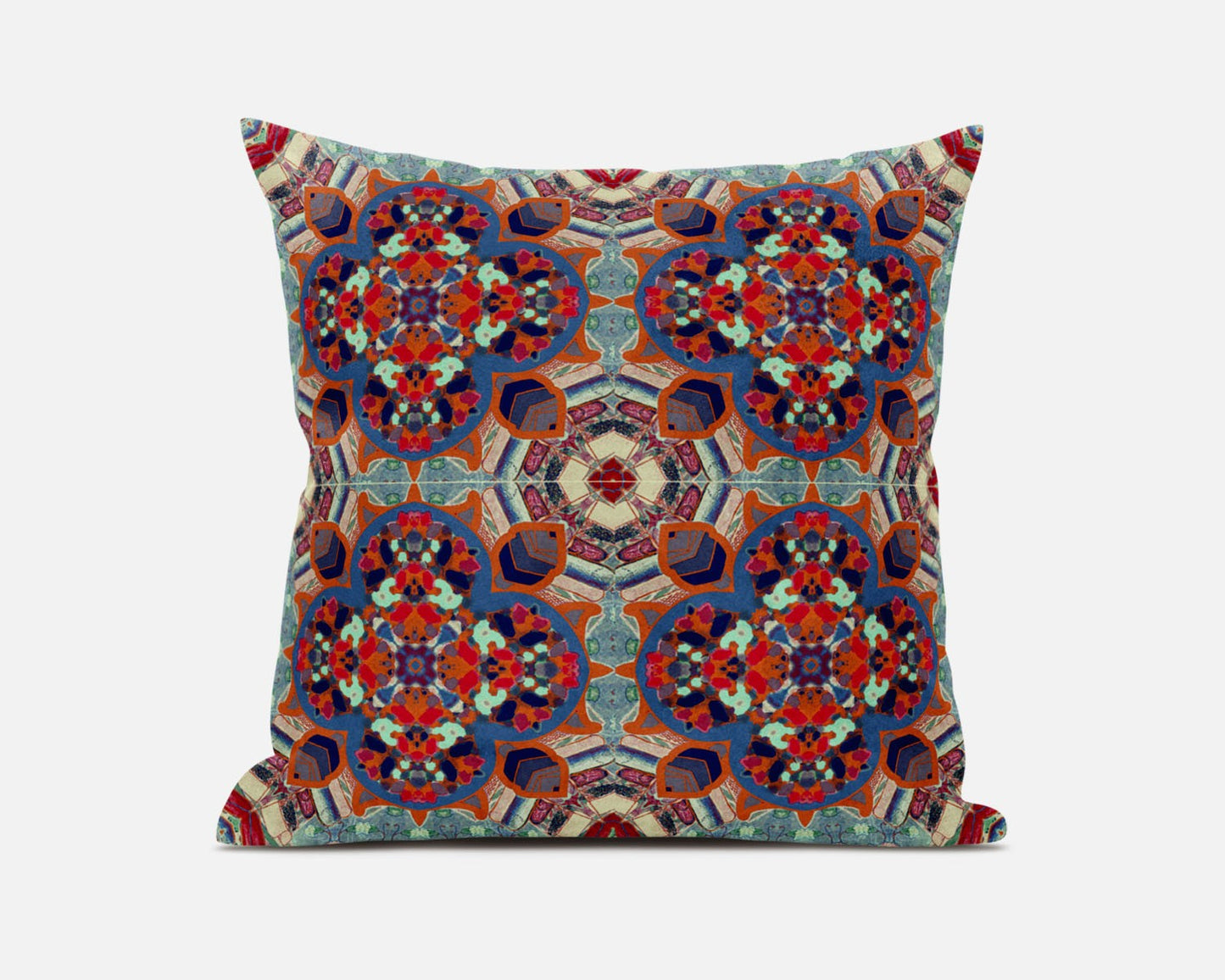 20" Orange Blue Cloverleaf Boho Suede Throw Pillow FurniFindUSA