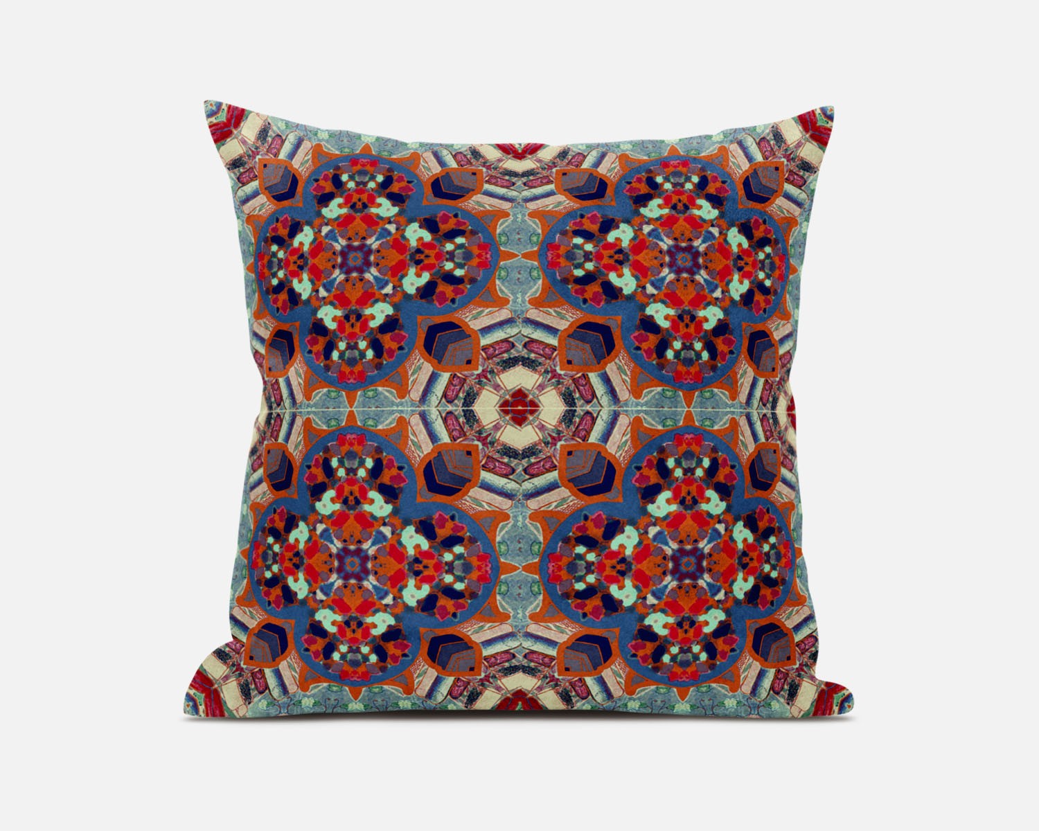 20" Orange Blue Cloverleaf Boho Suede Throw Pillow FurniFindUSA