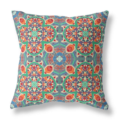 20" Orange Green Cloverleaf Boho Suede Throw Pillow FurniFindUSA