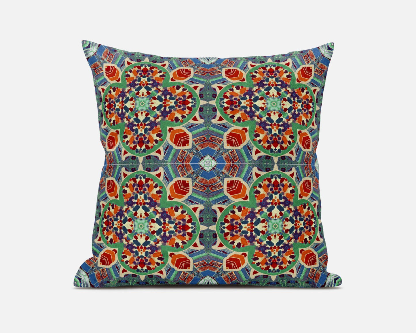 20" Orange Green Cloverleaf Boho Suede Throw Pillow FurniFindUSA