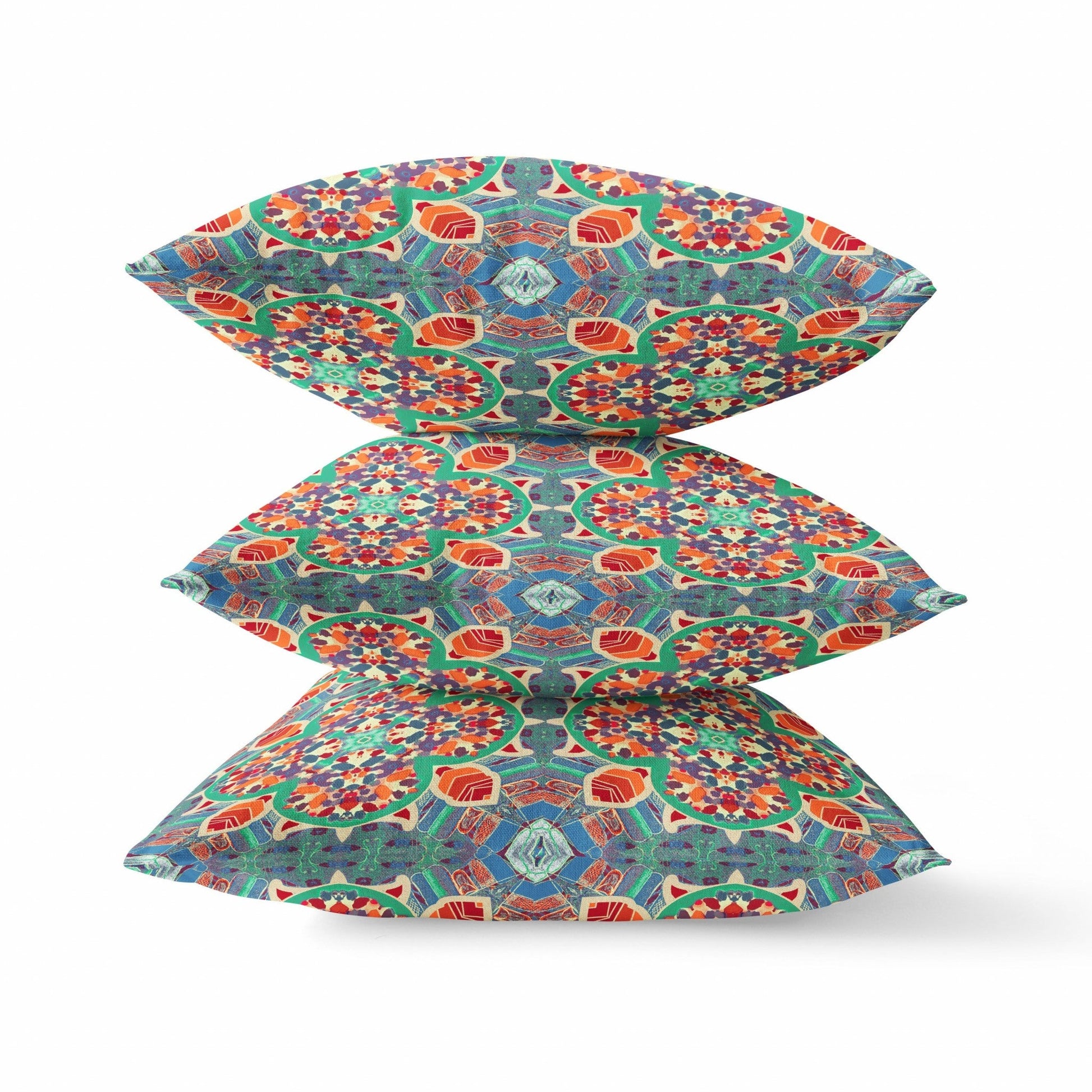 20" Orange Green Cloverleaf Boho Suede Throw Pillow FurniFindUSA
