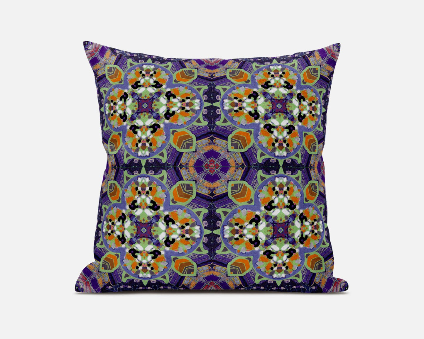 20" Purple Orange Cloverleaf Boho Suede Throw Pillow FurniFindUSA