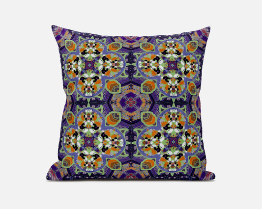 20" Purple Orange Cloverleaf Boho Suede Throw Pillow FurniFindUSA