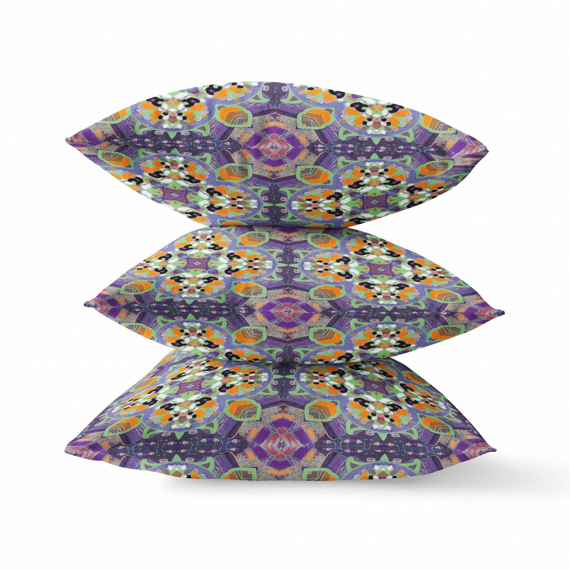 20" Purple Orange Cloverleaf Boho Suede Throw Pillow FurniFindUSA