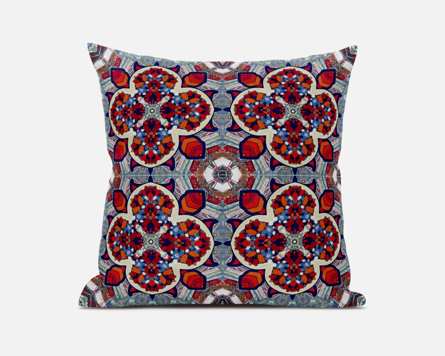 20" Red Blue Cloverleaf Boho Suede Throw Pillow FurniFindUSA