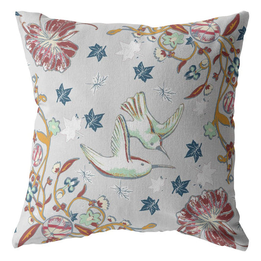 20" Gray Bird Decorative Suede Throw Pillow FurniFindUSA