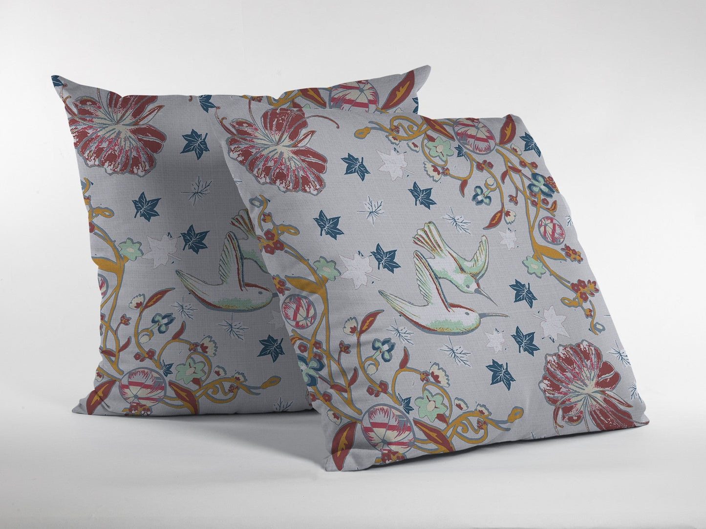 20" Gray Bird Decorative Suede Throw Pillow FurniFindUSA