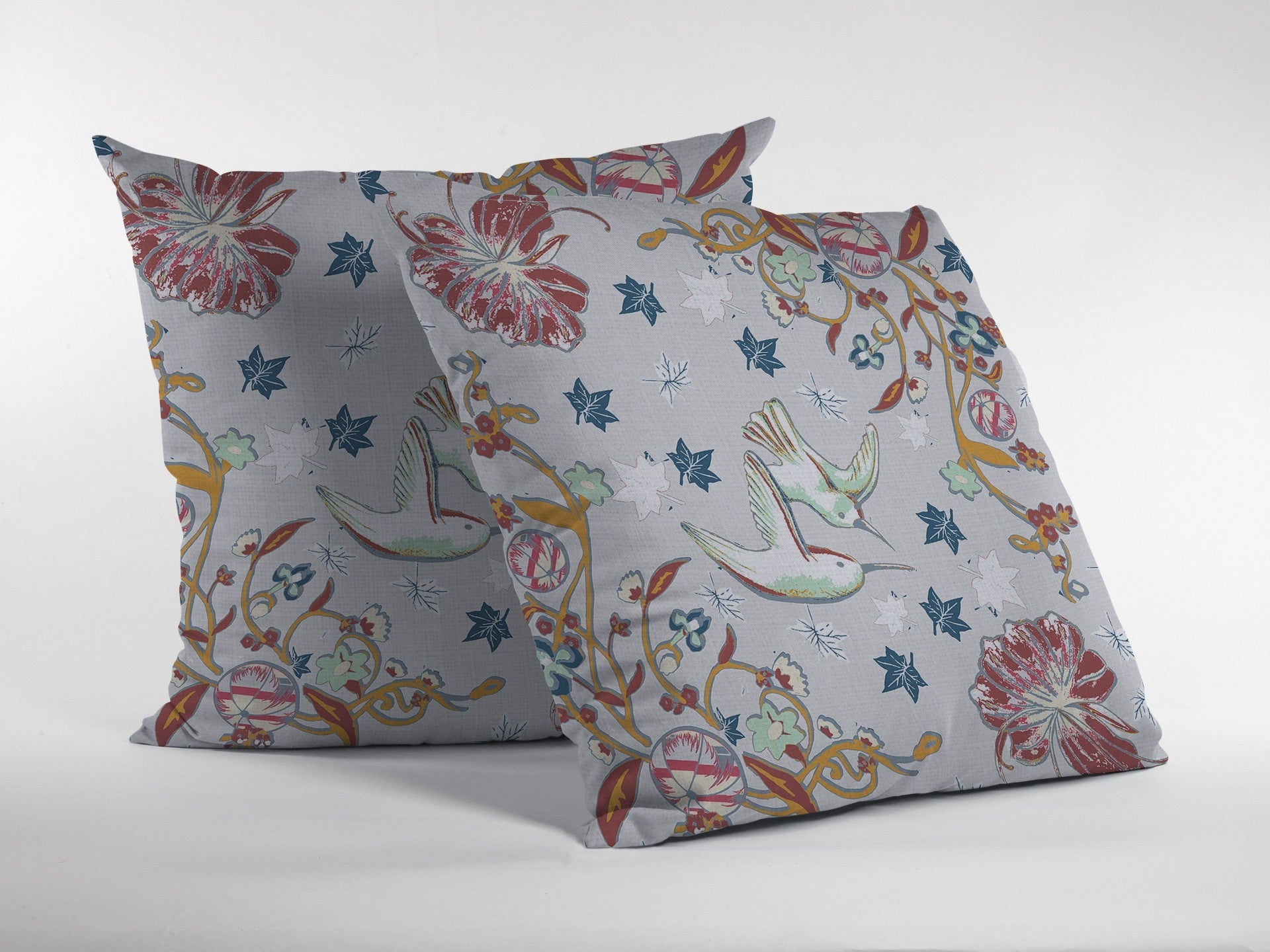 20" Gray Bird Decorative Suede Throw Pillow FurniFindUSA