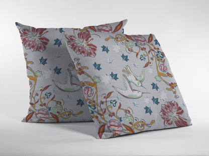 20" Gray Bird Decorative Suede Throw Pillow FurniFindUSA