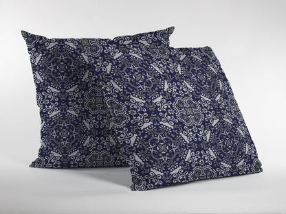 20" Navy Boho Pattern Decorative Suede Throw Pillow FurniFindUSA
