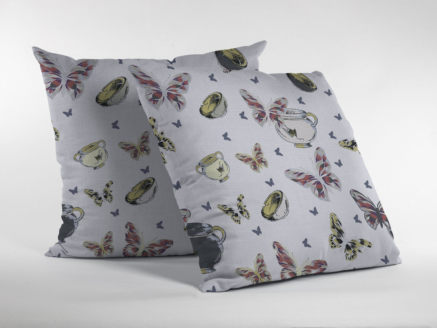 20" White Butterflies Decorative Suede Throw Pillow FurniFindUSA