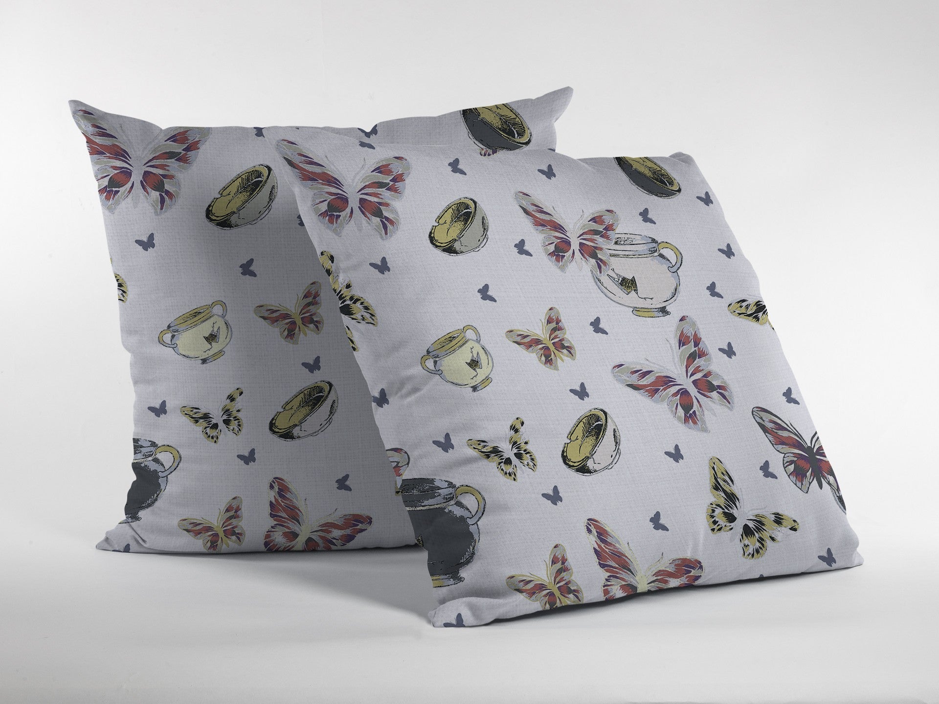 20" White Butterflies Decorative Suede Throw Pillow FurniFindUSA