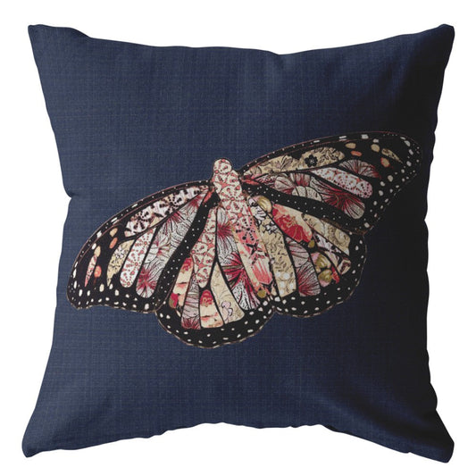 20" Denim Blue Butterfly Suede Throw Pillow FurniFindUSA