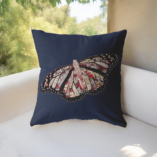 20" Denim Blue Butterfly Suede Throw Pillow FurniFindUSA