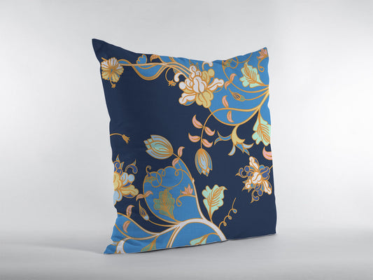 20" Navy Blue Garden Decorative Suede Throw Pillow FurniFindUSA
