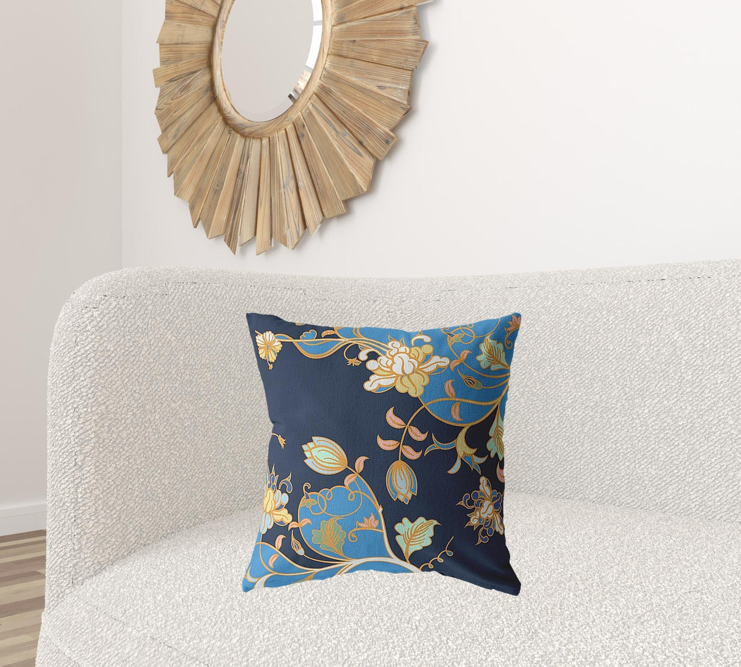 20" Navy Blue Garden Decorative Suede Throw Pillow FurniFindUSA