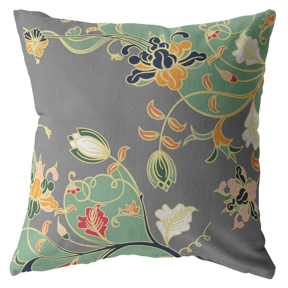20" Green Gray Garden Decorative Suede Throw Pillow FurniFindUSA