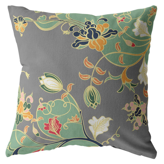20" Green Gray Garden Decorative Suede Throw Pillow FurniFindUSA