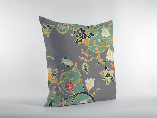 20" Green Gray Garden Decorative Suede Throw Pillow FurniFindUSA