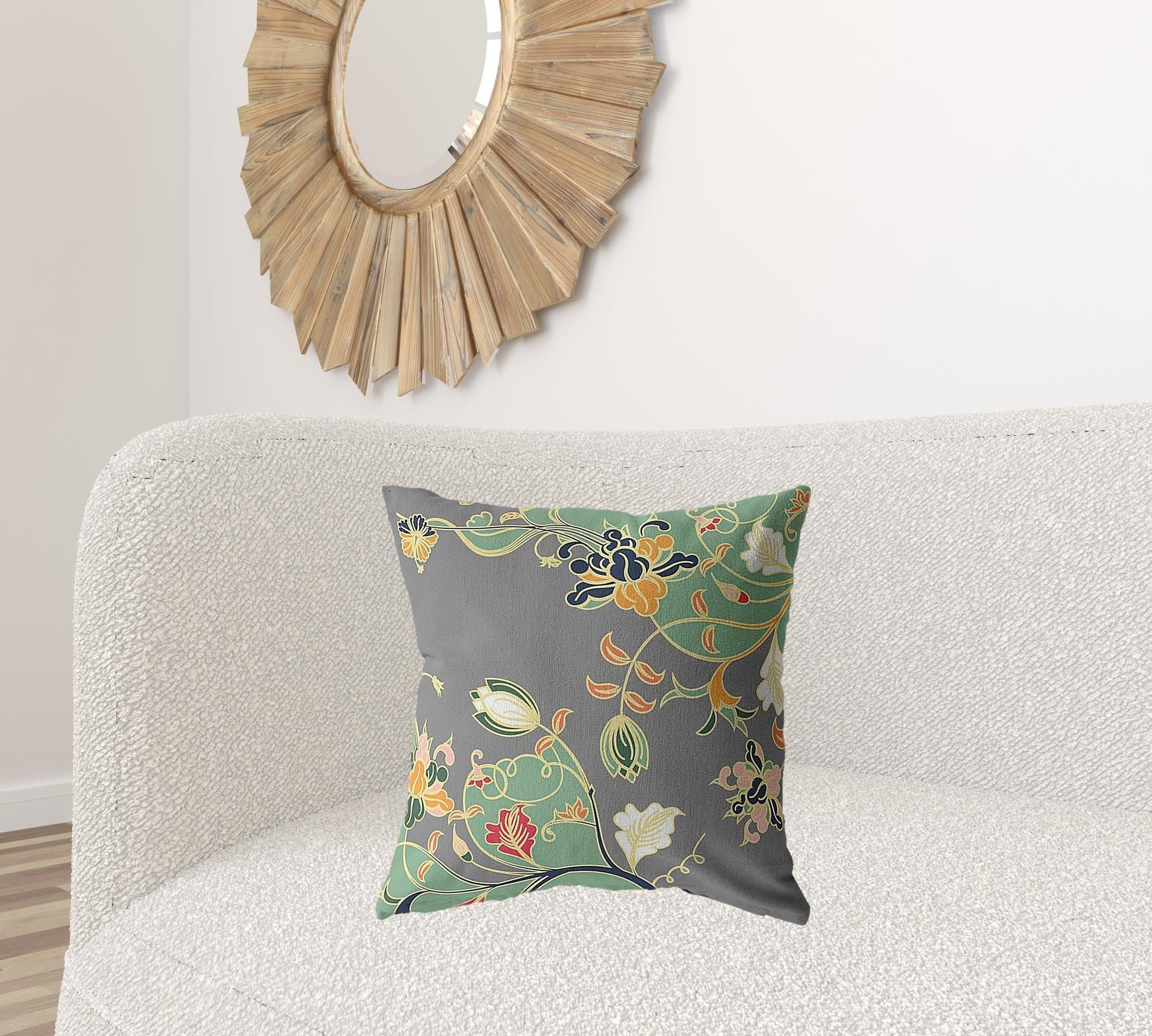 20" Green Gray Garden Decorative Suede Throw Pillow FurniFindUSA