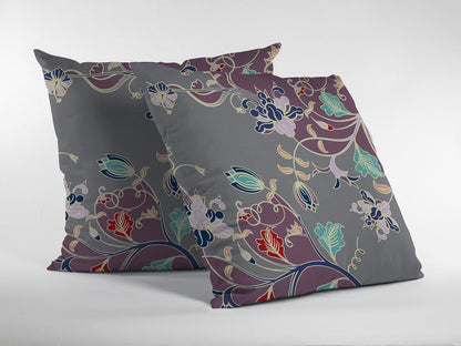 20" Purple Gray Garden Decorative Suede Throw Pillow 5.0" (L) x 20.0" (W) x 20.0" (H) FurniFindUSA