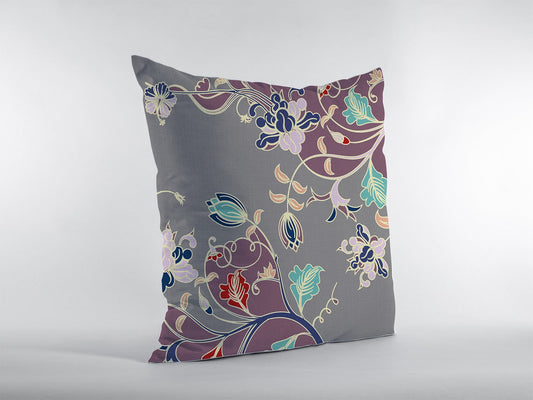 20" Purple Gray Garden Decorative Suede Throw Pillow 5.0" (L) x 20.0" (W) x 20.0" (H) FurniFindUSA