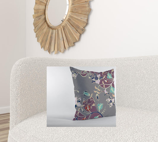 20" Purple Gray Garden Decorative Suede Throw Pillow 5.0" (L) x 20.0" (W) x 20.0" (H) FurniFindUSA