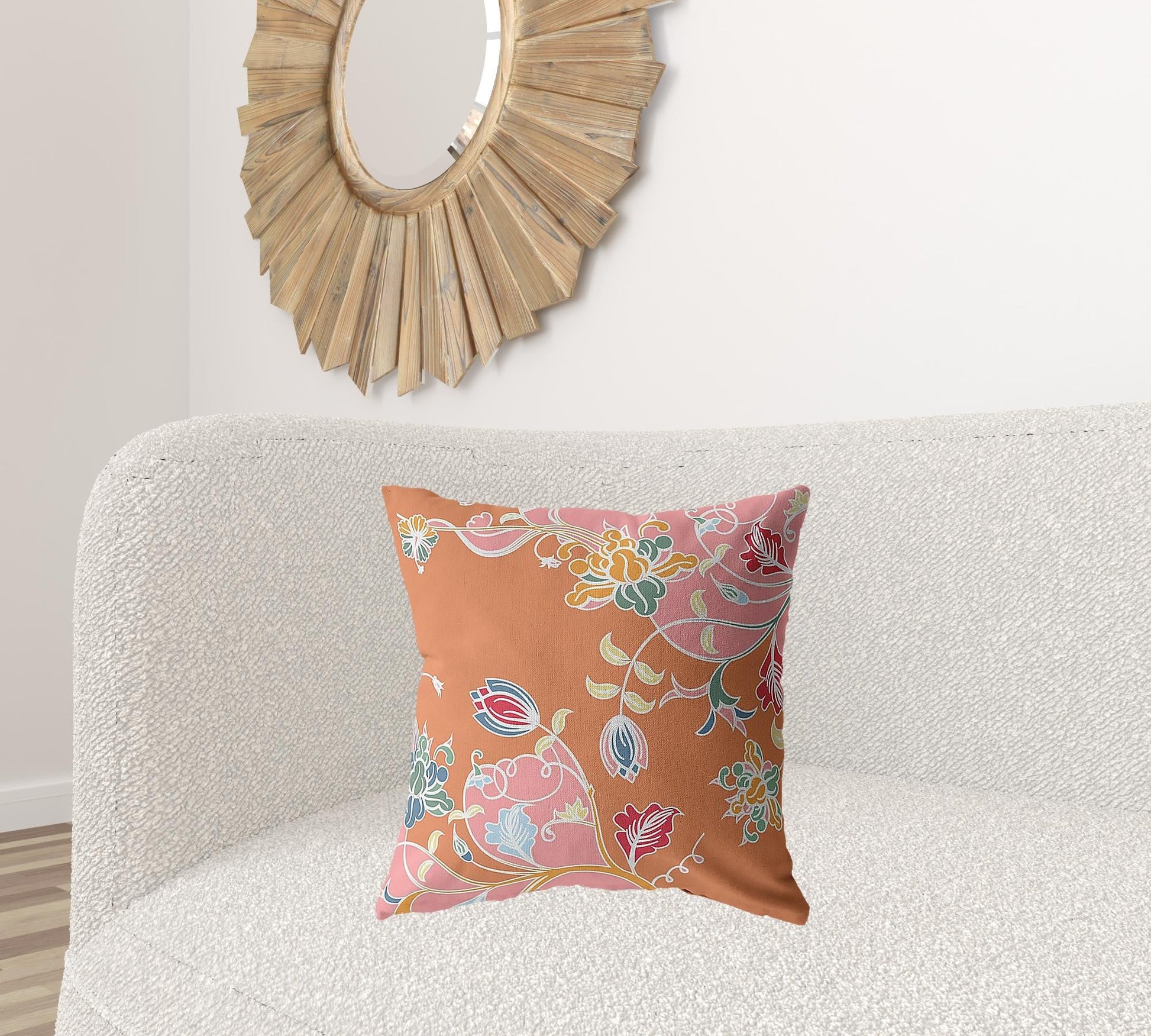 20" Pink Orange Garden Decorative Suede Throw Pillow FurniFindUSA