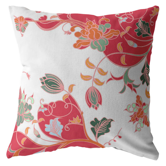 20" Red White Garden Decorative Suede Throw Pillow FurniFindUSA