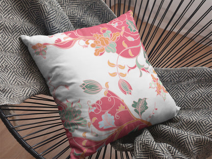20" Red White Garden Decorative Suede Throw Pillow FurniFindUSA