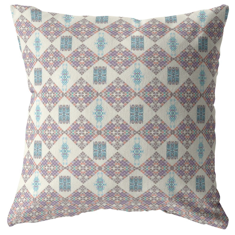 20" Pink Lattice Decorative Suede Throw Pillow FurniFindUSA