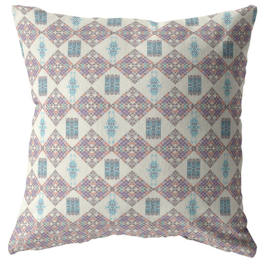 20" Pink Lattice Decorative Suede Throw Pillow FurniFindUSA