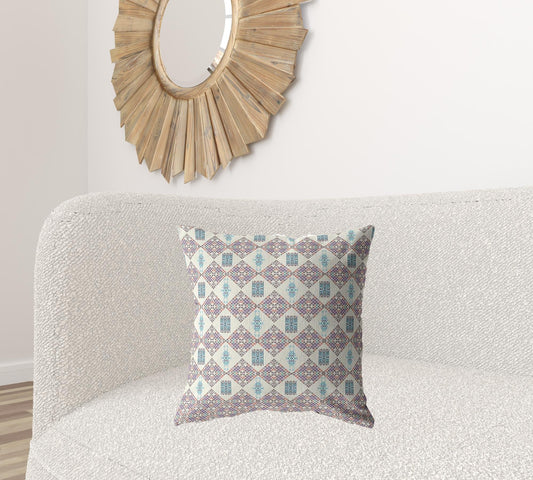 20" Pink Lattice Decorative Suede Throw Pillow FurniFindUSA