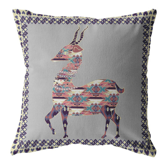 20" Purple Cream Boho Deer Suede Throw Pillow FurniFindUSA