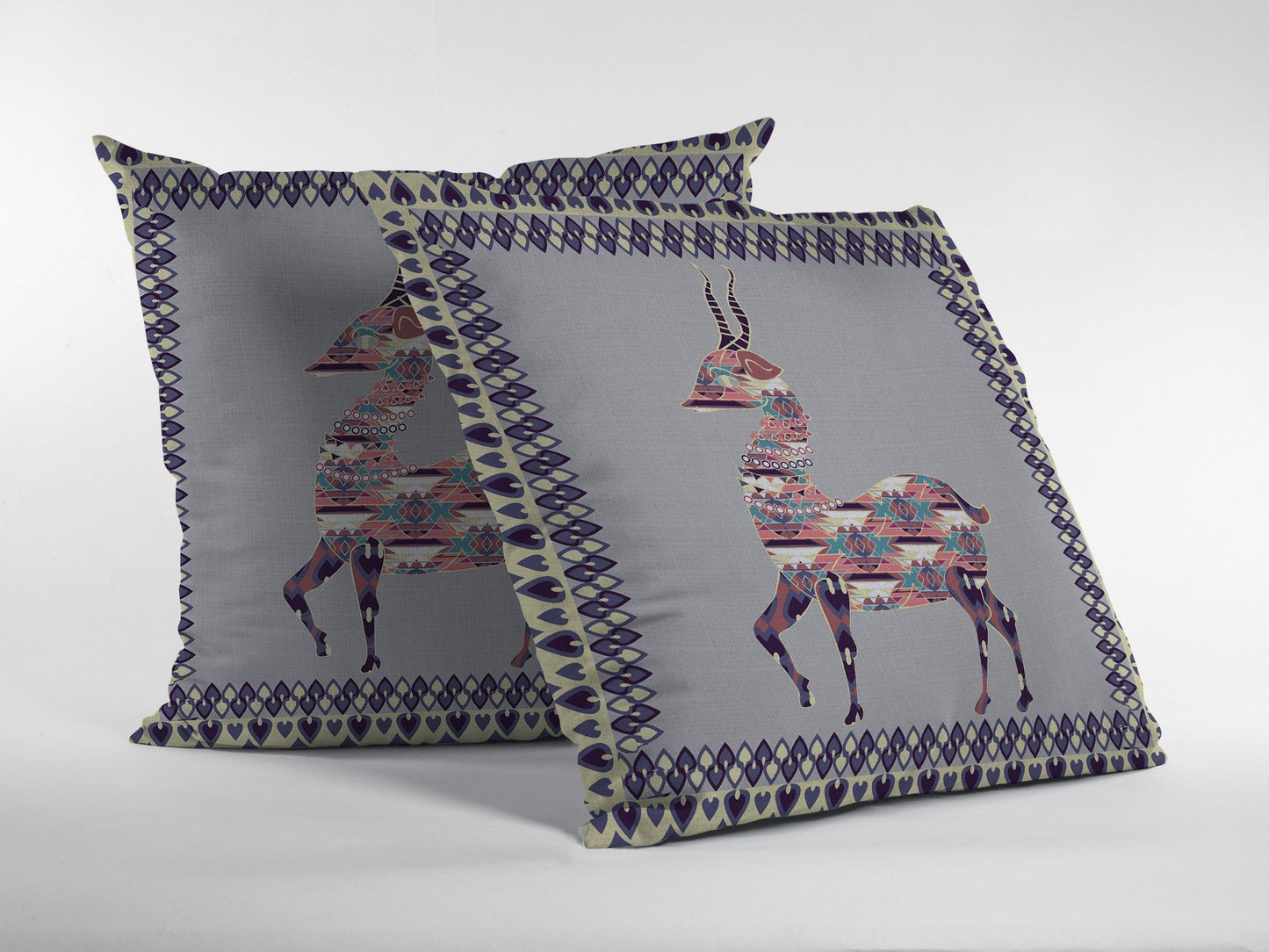 20" Purple Cream Boho Deer Suede Throw Pillow FurniFindUSA