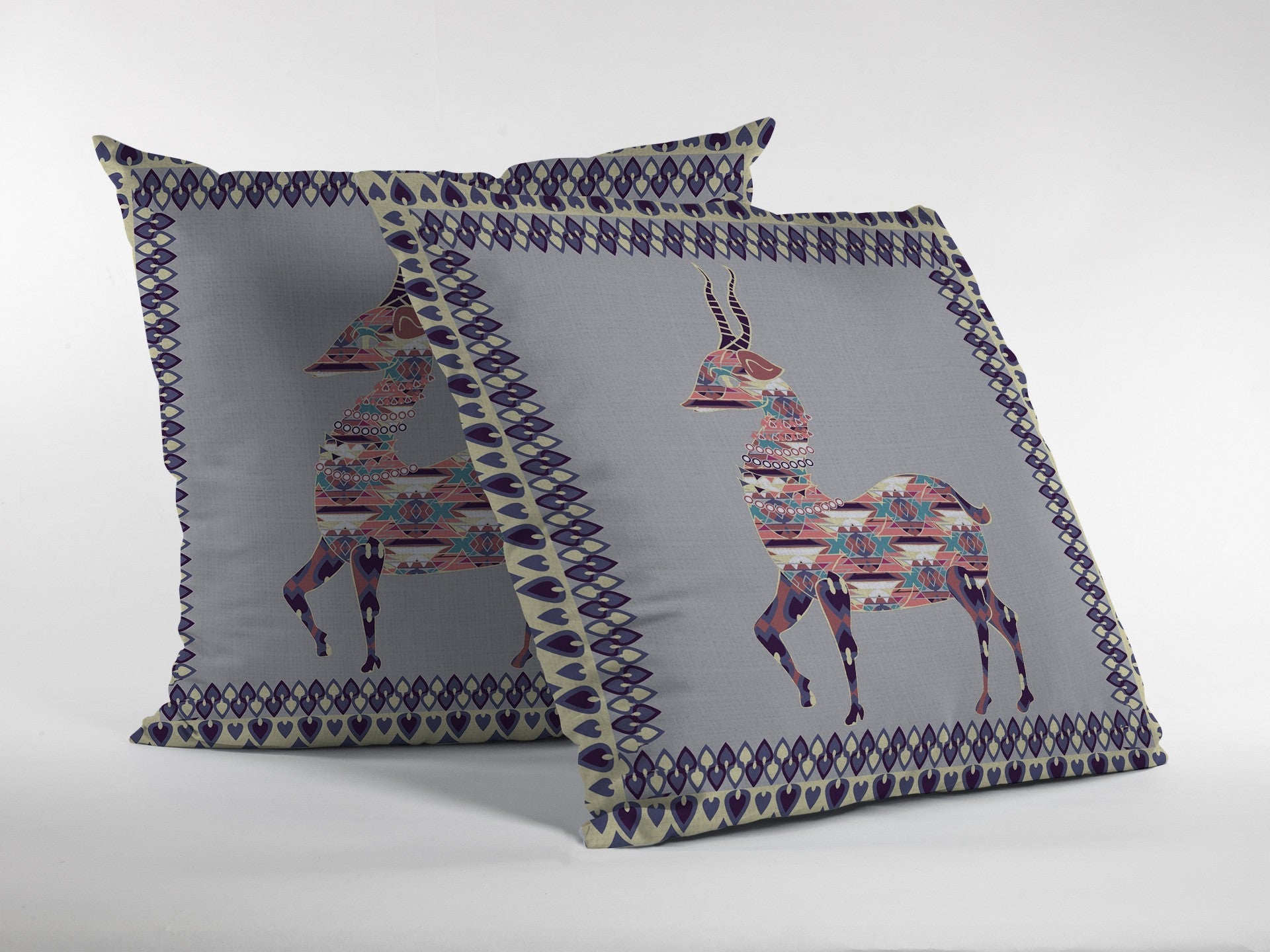 20" Purple Cream Boho Deer Suede Throw Pillow FurniFindUSA