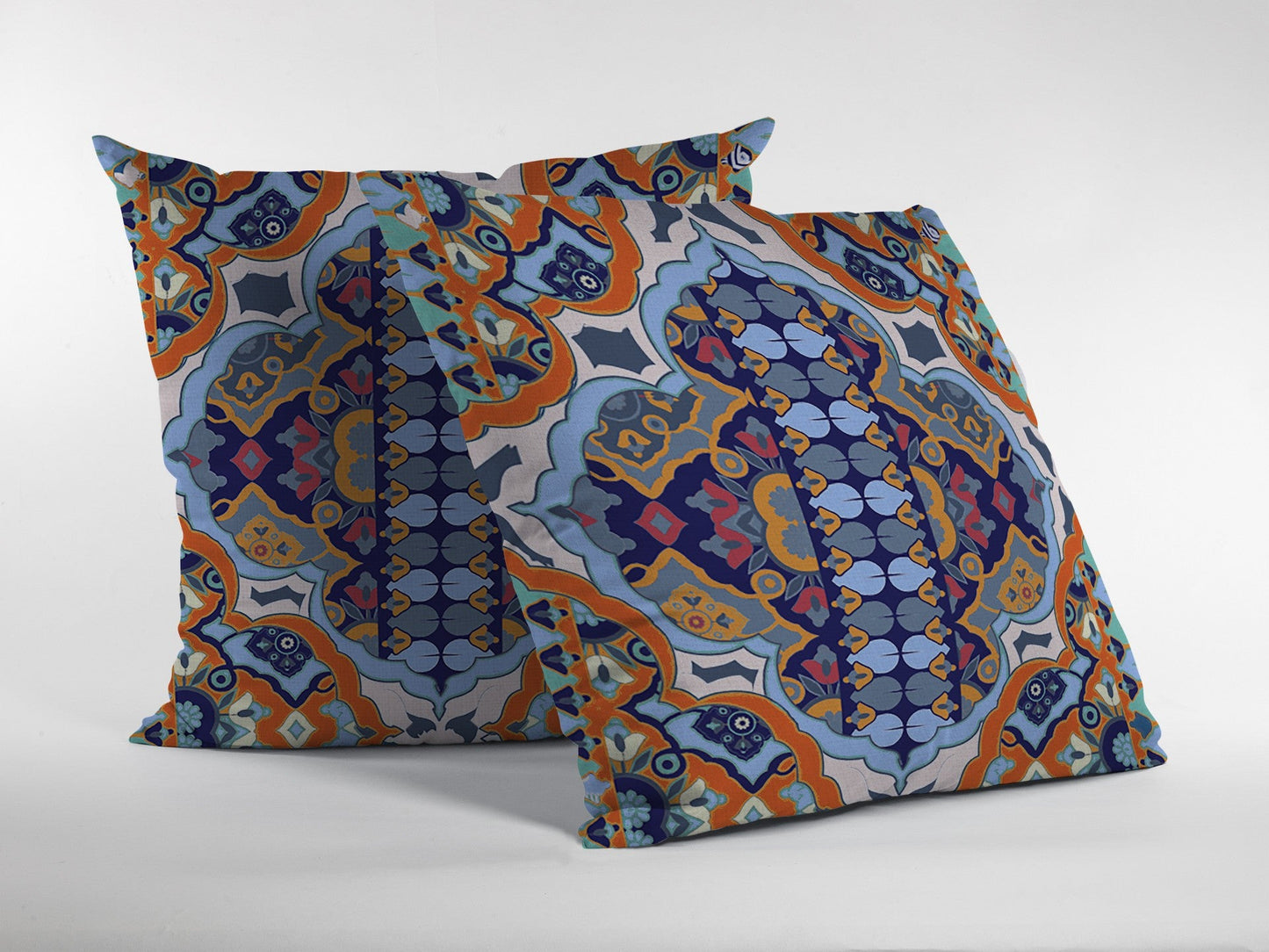 20" Orange Blue Decorative Suede Throw Pillow FurniFindUSA