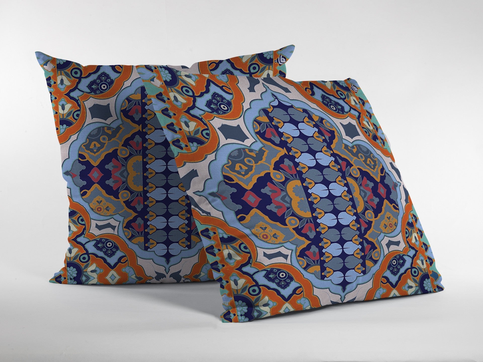20" Orange Blue Decorative Suede Throw Pillow FurniFindUSA