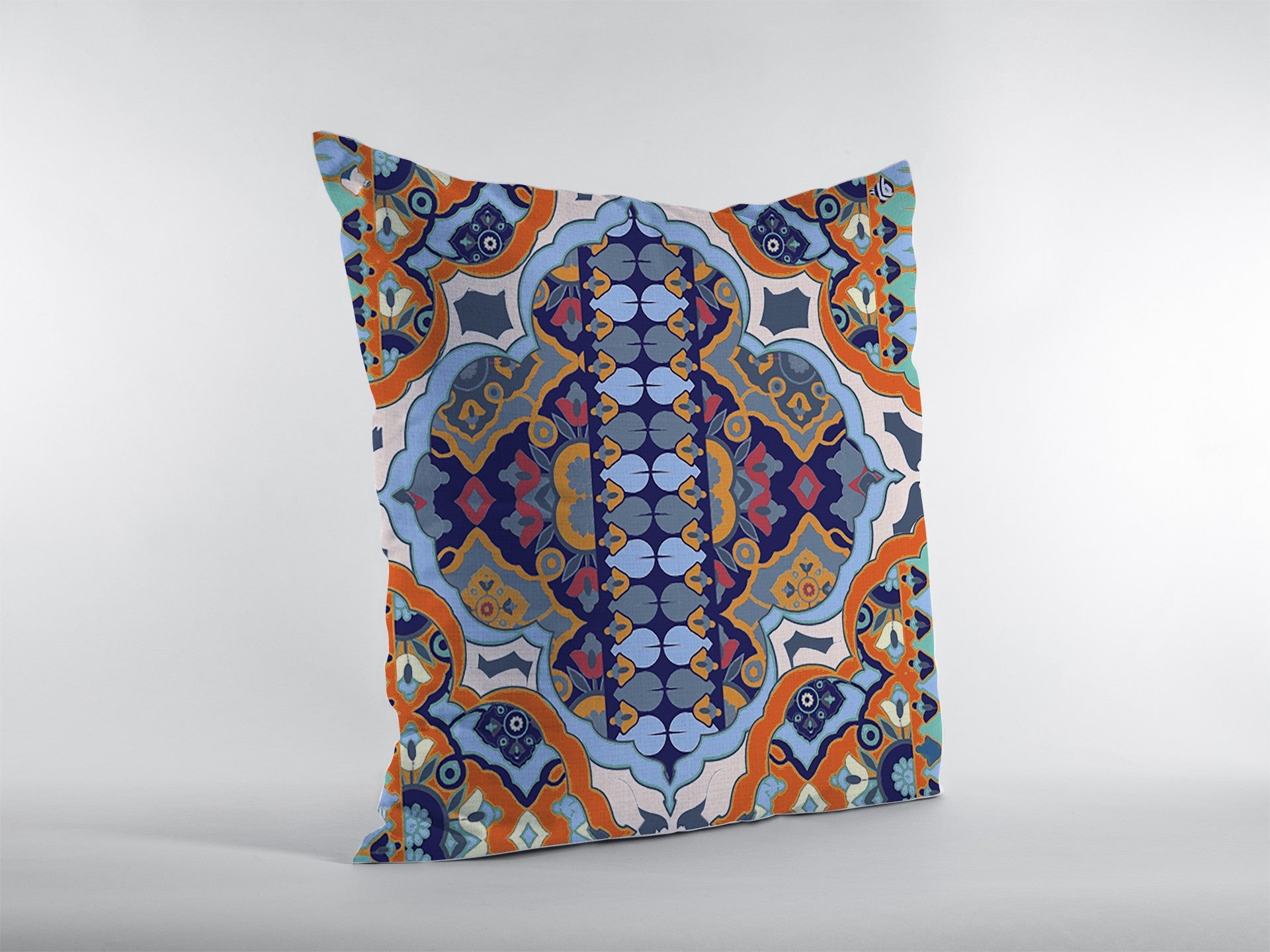 20" Orange Blue Decorative Suede Throw Pillow FurniFindUSA