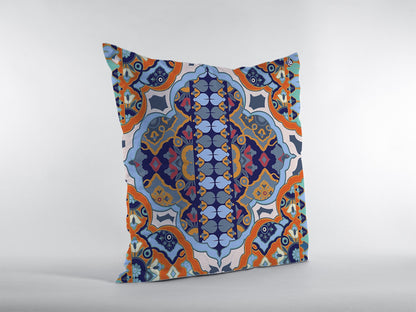 20" Orange Blue Decorative Suede Throw Pillow FurniFindUSA
