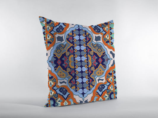 20" Orange Blue Decorative Suede Throw Pillow FurniFindUSA