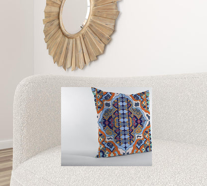 20" Orange Blue Decorative Suede Throw Pillow FurniFindUSA